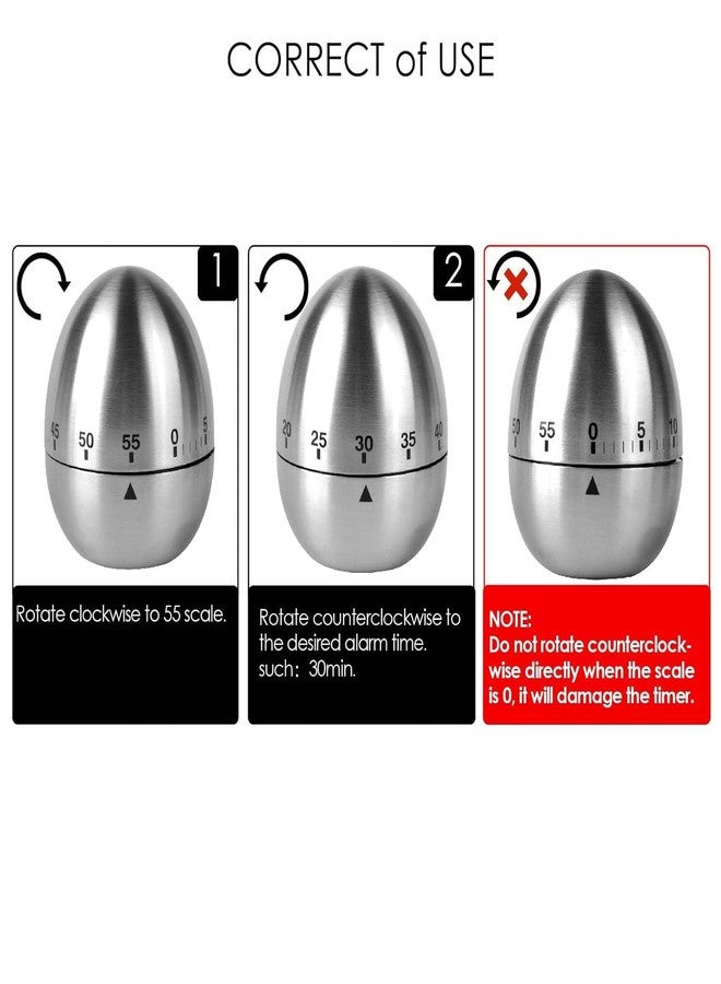 LDG WARE Steel Egg Timer | Kitchen Timer with Alarm | Mechanical Timer Stopwatch for Study, Cooking & Baking | TimerClock for Study Students | CountdownTimer & Time Piece with Alarm - Image 3